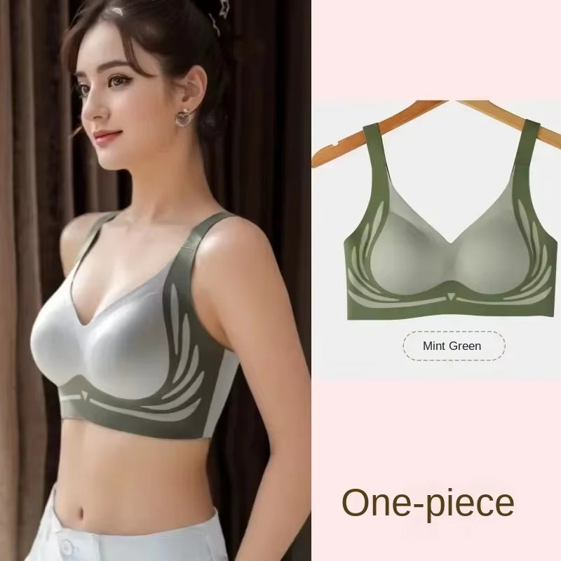 Plus Size Super Gather Push up Bras Women Soft Support Seamless Underwear Female Full Cup Lift-Up Bras Wireless Soft Sleepwear