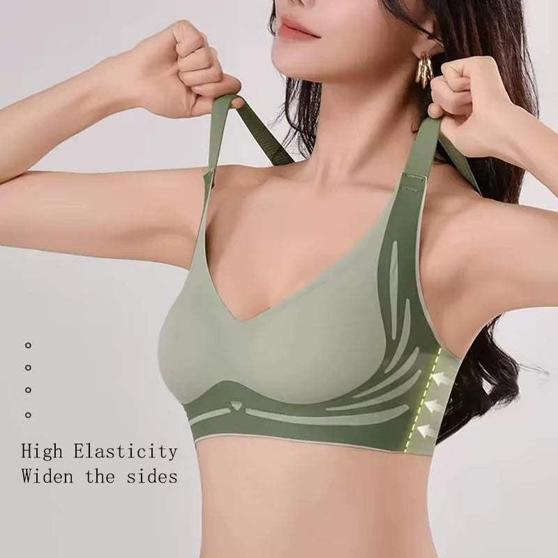 Plus Size Super Gather Push up Bras Women Soft Support Seamless Underwear Female Full Cup Lift-Up Bras Wireless Soft Sleepwear